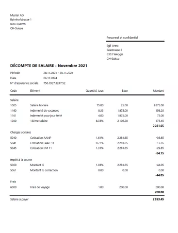 Cheel Salary Statement